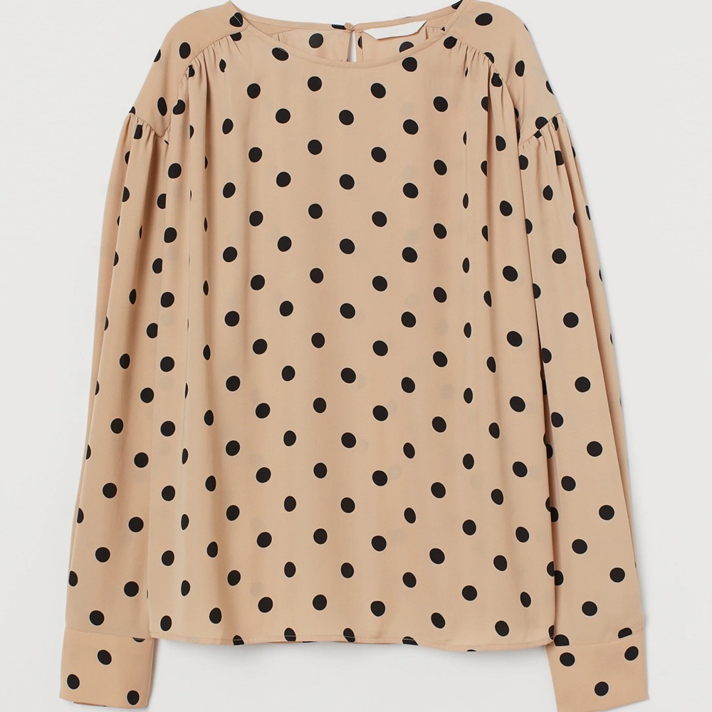 H&M Black Polka Dot Blouse - Beige